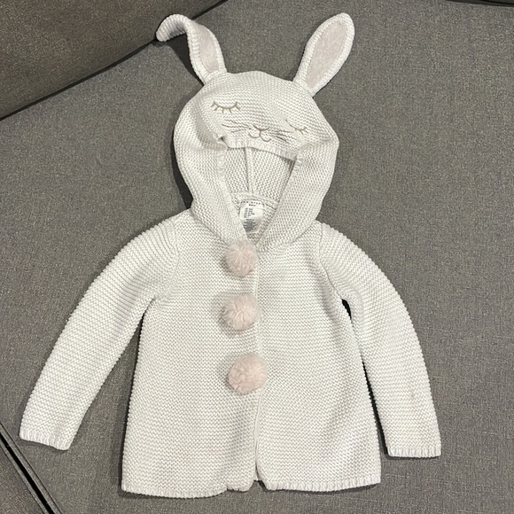 Max Studio Knit Sweater with Bunny Rabbit Ears Hoodie Long Sleeve Easter - Picture 4 of 9
